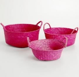 Round bamboo basket with handles