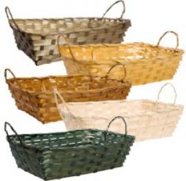 Retangular bamboo basket with handles