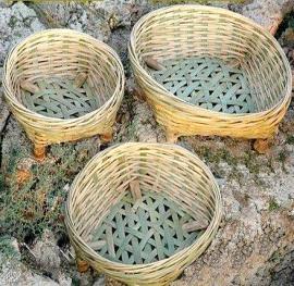 Round bamboo basket set 3